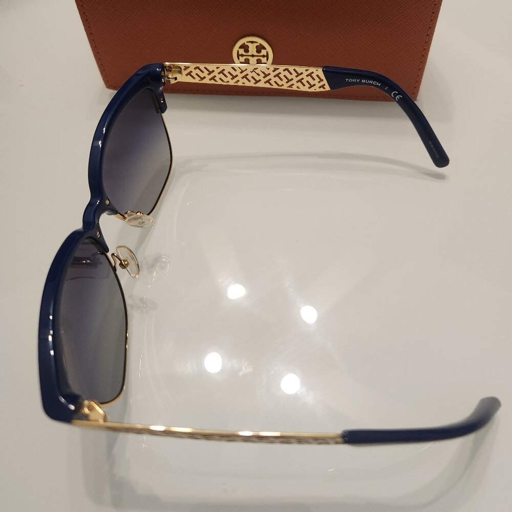 Tory Burch Sunglasses and Case - TY6032 Navy Gold - Picture 4 of 9